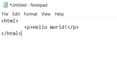 Writing HTML code in Notepad app