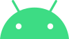 A flat robot head, a bright sea green semicircle with antennas and small holes for eyes. To the left of the head is the word "android" in a lowercase black sans serif font.