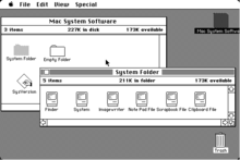 A screenshot of the original Macintosh desktop.