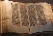 Gutenberg bible open to page